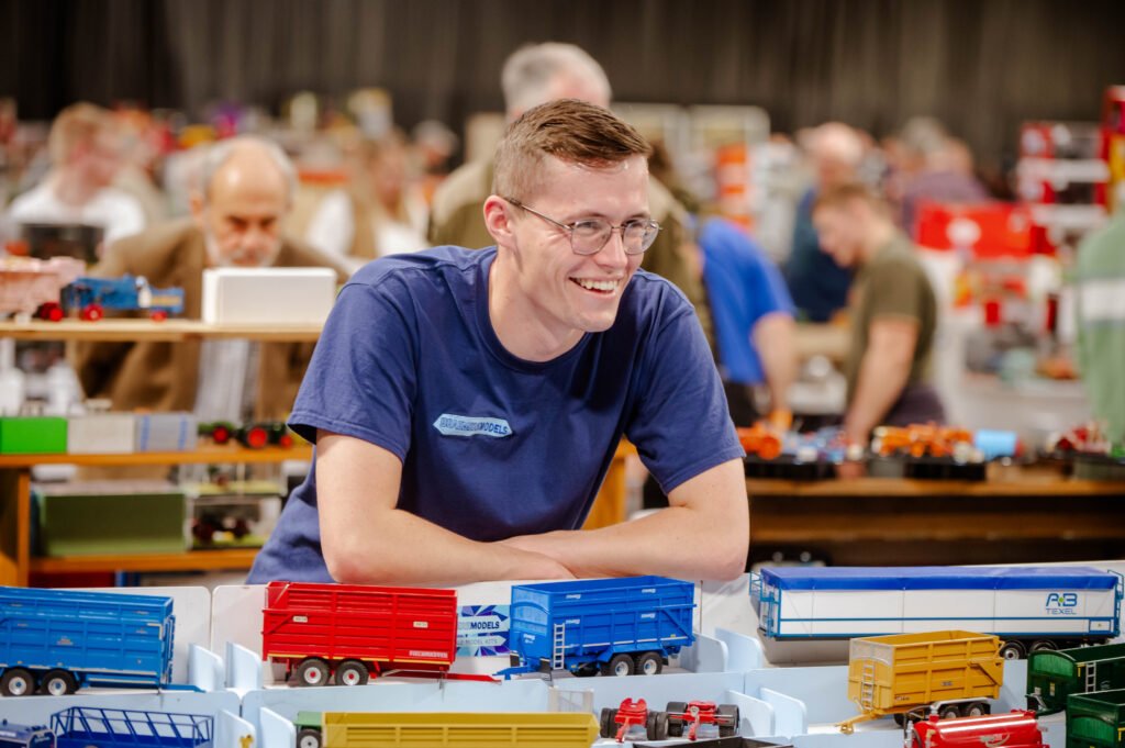 A trader at his stand during the show